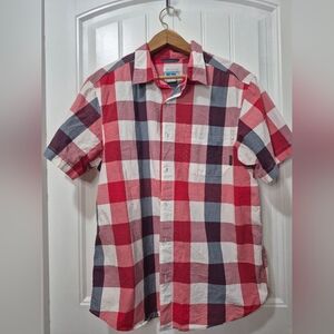 Mens Columbia Button Down Shirt Short Sleeved Size Medium